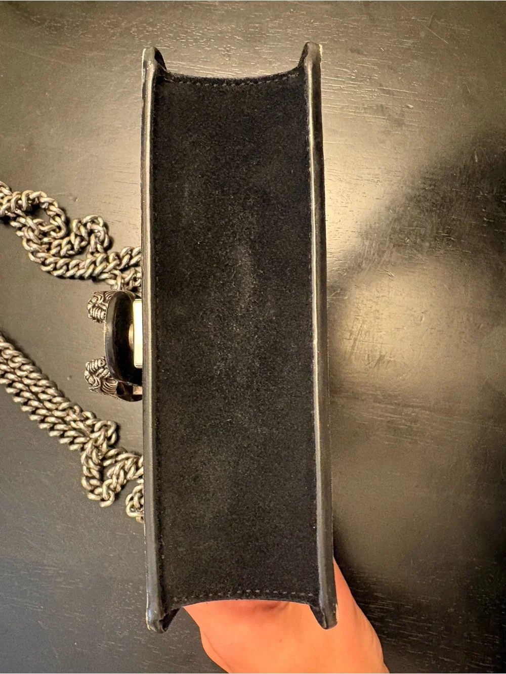 Gucci Dionysus Mini GG Supreme Canvas Shoulder Bag Beige/Ebony Black Suede
